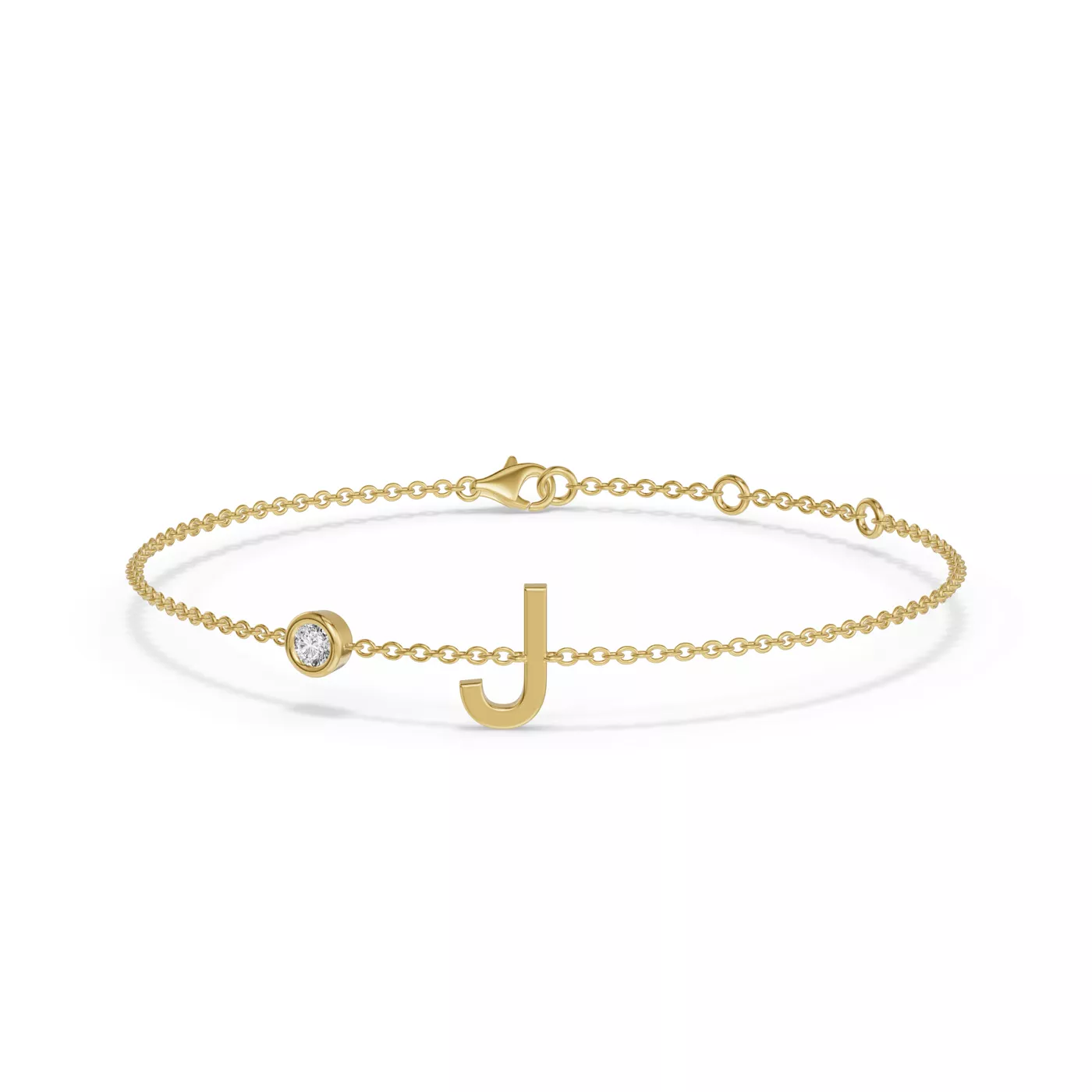 Wrist-Level Initial 14K Yellow Gold Engagement Ring