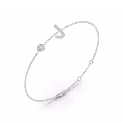 Bezel Lab Diamond Gold Initial Bracelet - J