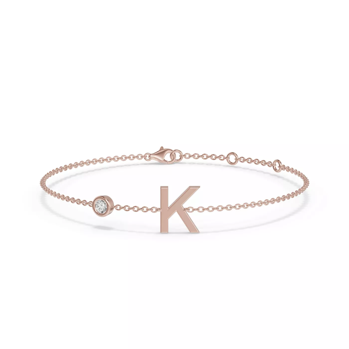 Wrist-Level Initial 14K Rose Gold Engagement Ring