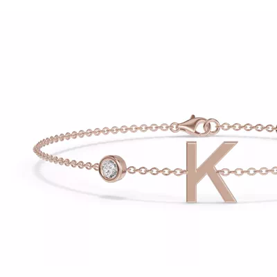 Bezel Lab Diamond Gold Initial Bracelet - K