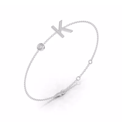 Bezel Diamond Gold Initial Bracelet - K