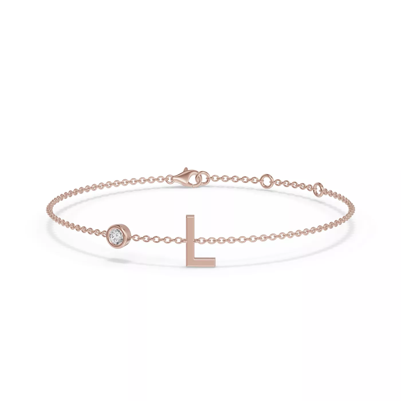 Wrist-Level Initial 14K Rose Gold Engagement Ring