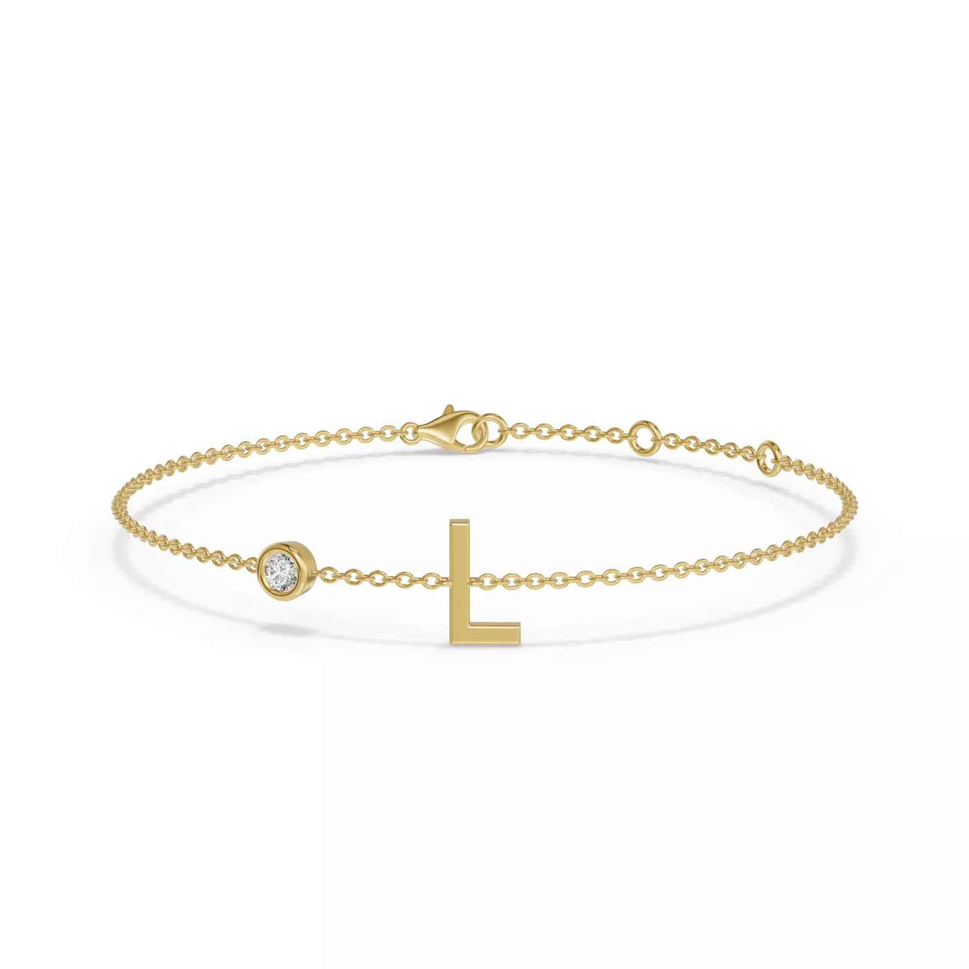 Wrist-Level Initial 14K Yellow Gold Engagement Ring