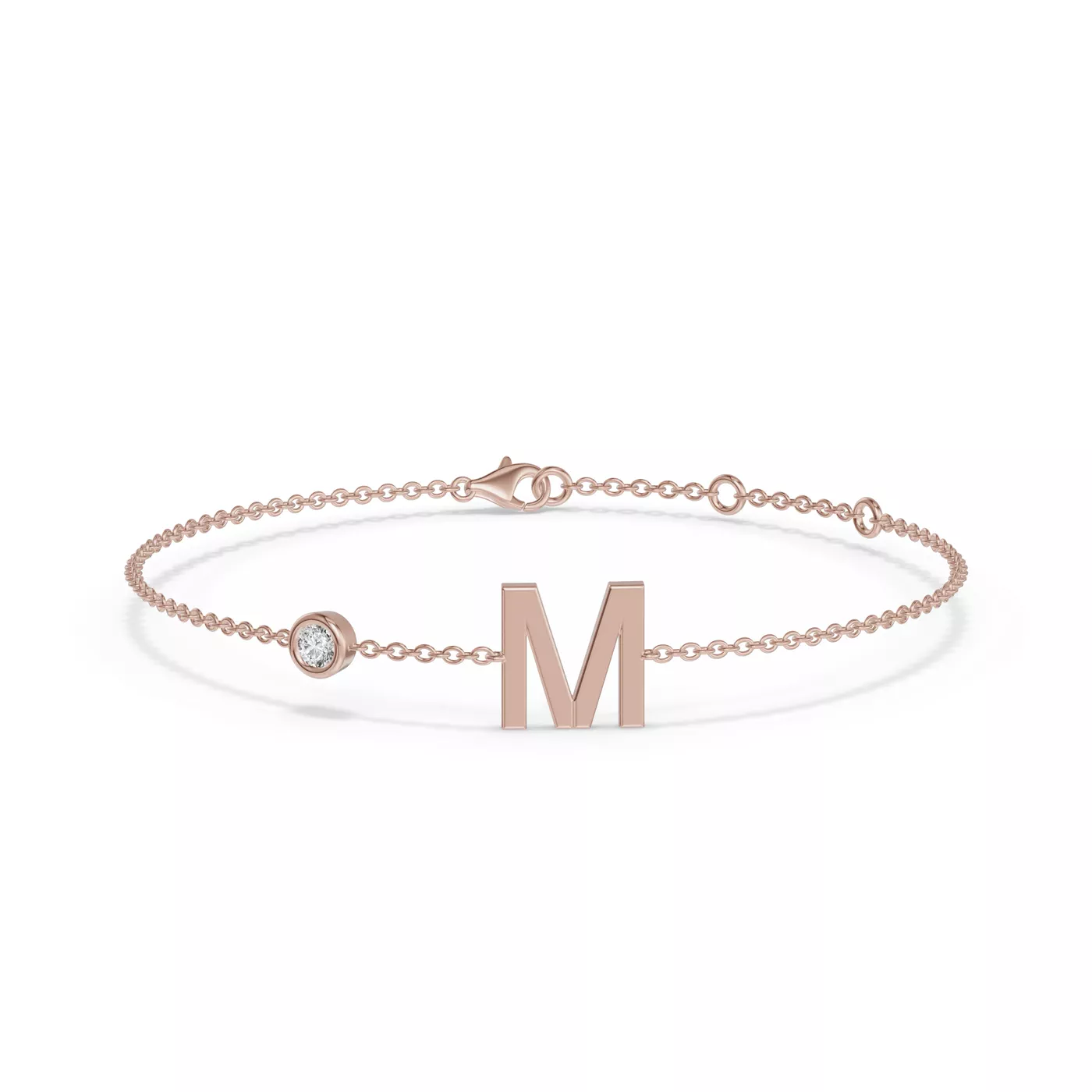 Wrist-Level Initial 14K Rose Gold Engagement Ring
