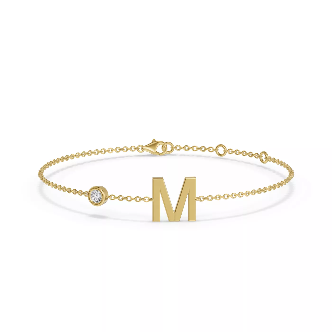 Wrist-Level Initial 14K Yellow Gold Engagement Ring