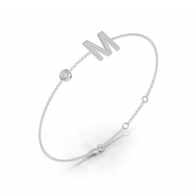 Bezel Lab Diamond Gold Initial Bracelet - M