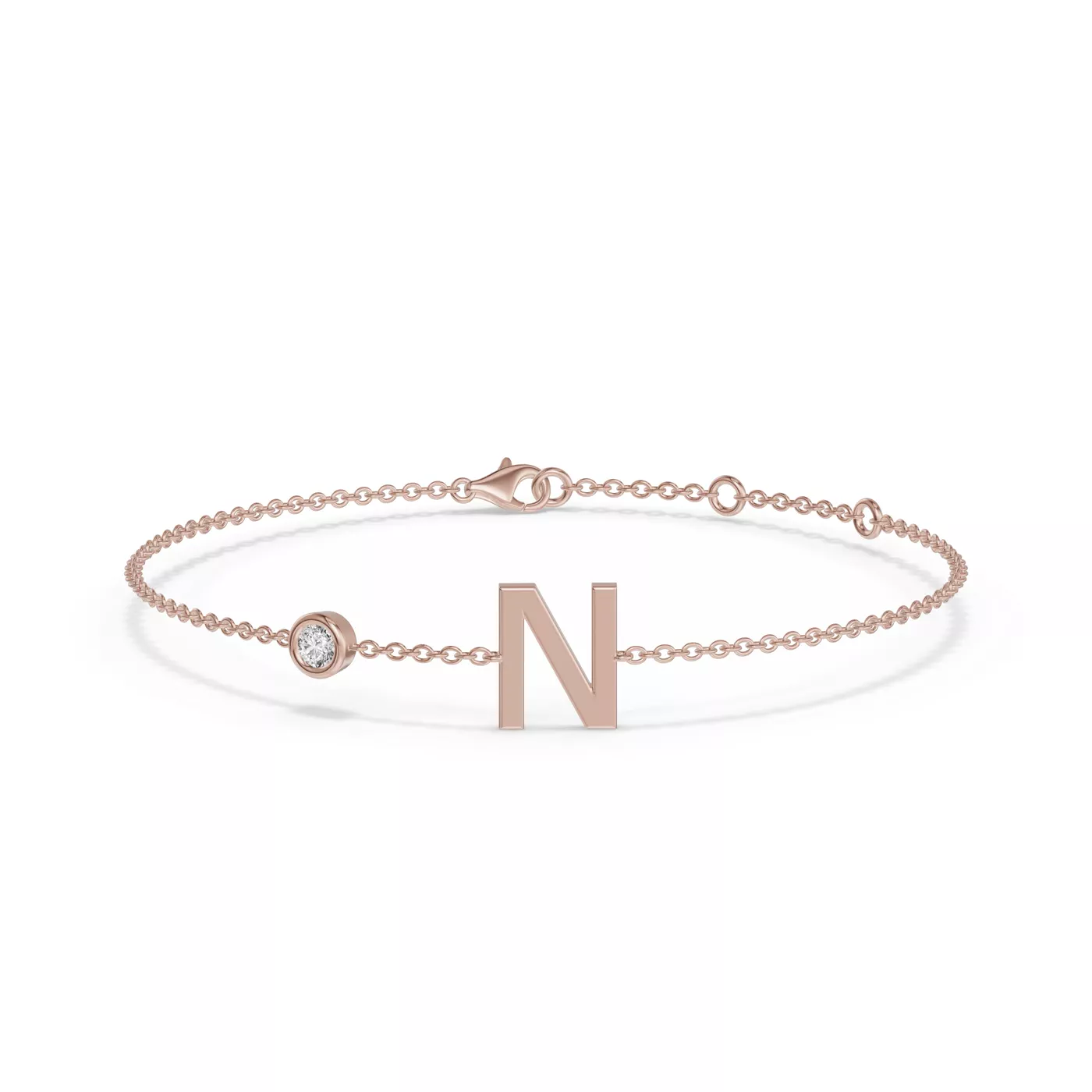 Wrist-Level Initial 14K Rose Gold Engagement Ring