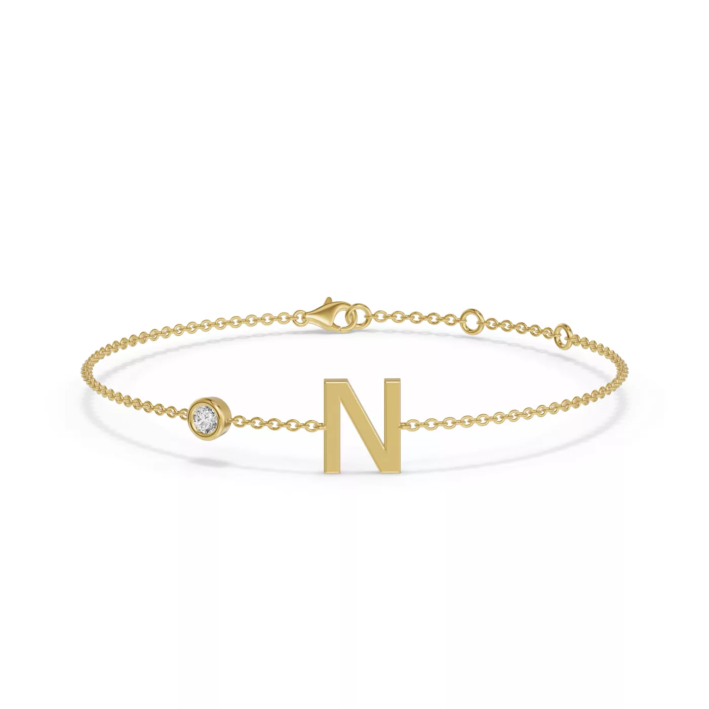Wrist-Level Initial 14K Yellow Gold Engagement Ring