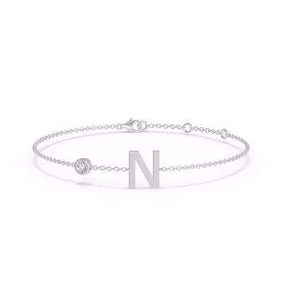 Bezel Lab Diamond Gold Initial Bracelet - N