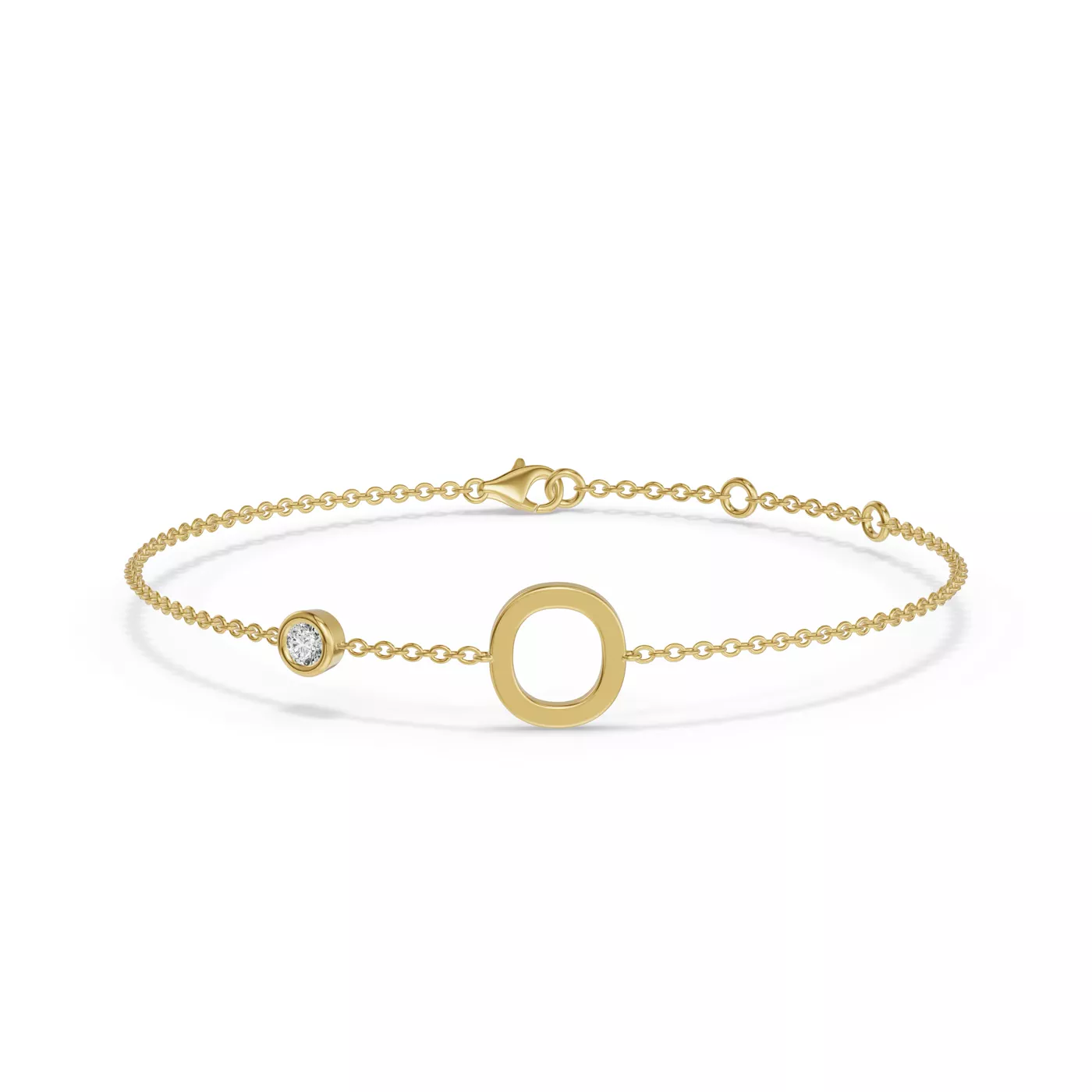 Wrist-Level Initial 14K Yellow Gold Engagement Ring