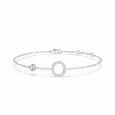 Bezel Lab Diamond Gold Initial Bracelet - O