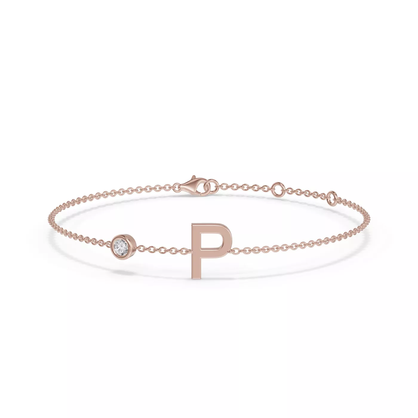 Wrist-Level Initial 14K Rose Gold Engagement Ring
