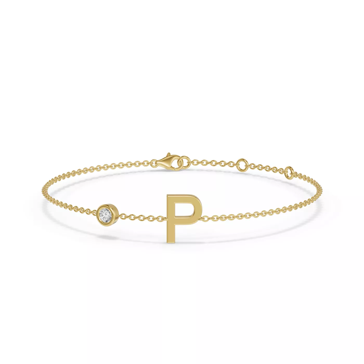 Wrist-Level Initial 14K Yellow Gold Engagement Ring