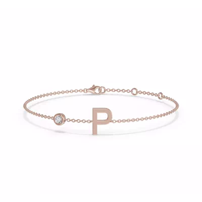 Bezel Lab Diamond Gold Initial Bracelet - P