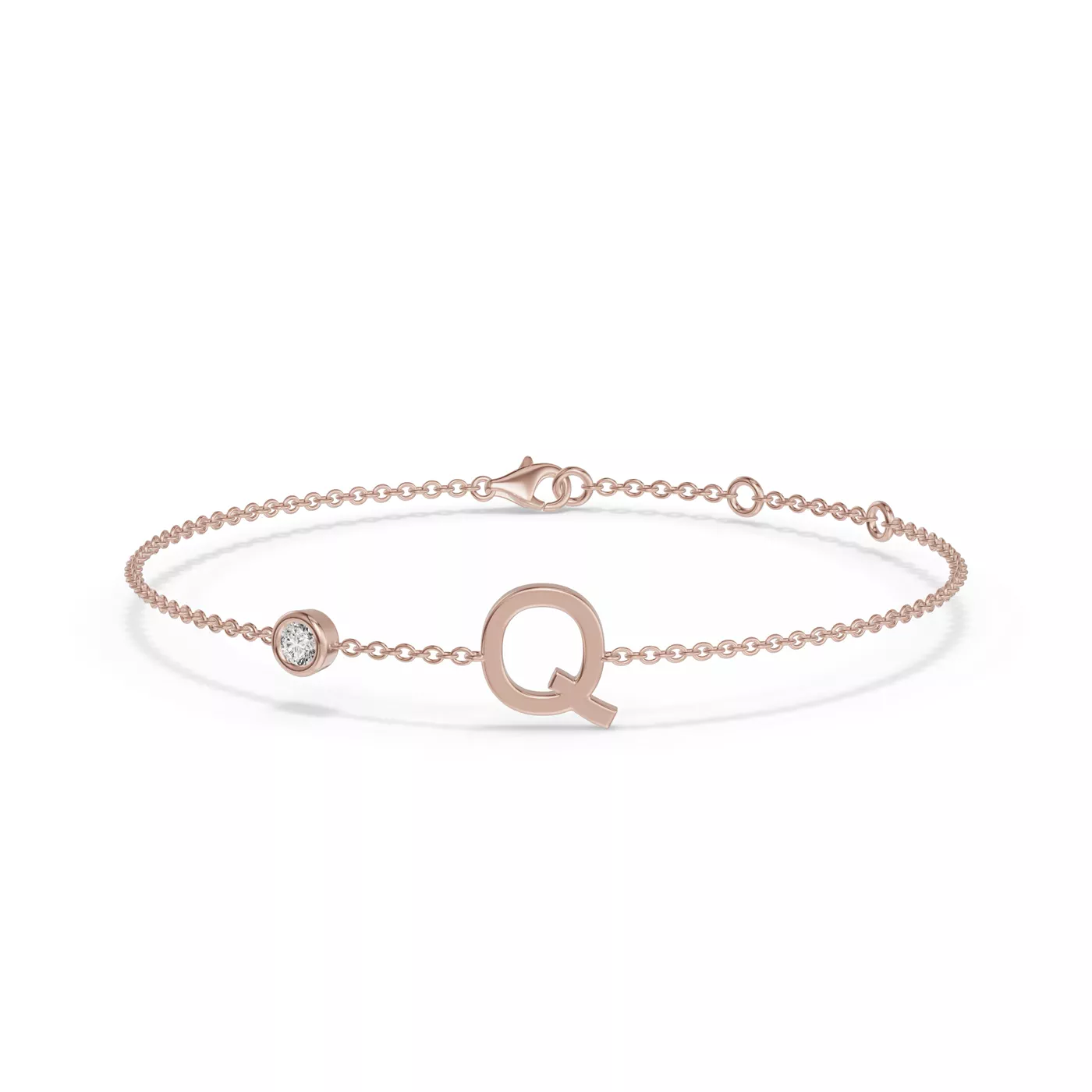 Wrist-Level Initial 14K Rose Gold Engagement Ring