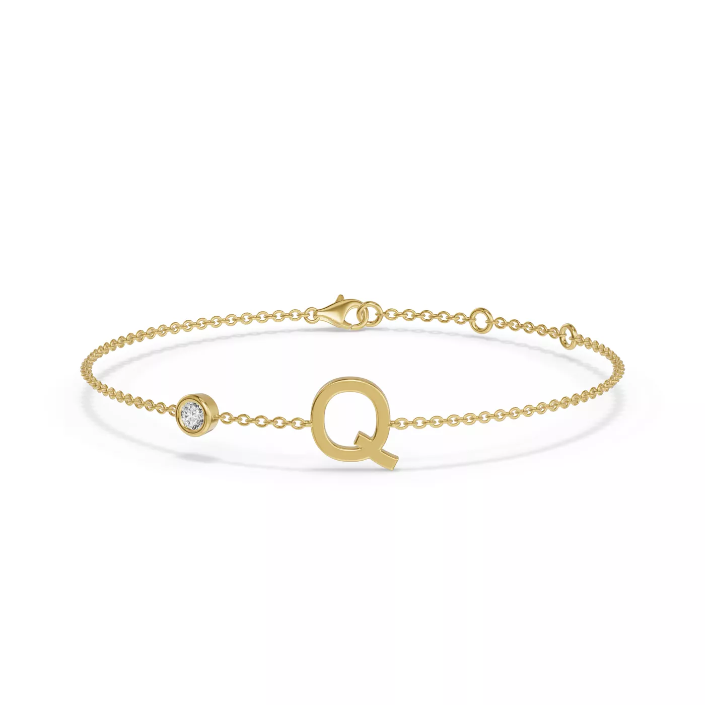 Wrist-Level Initial 14K Yellow Gold Engagement Ring