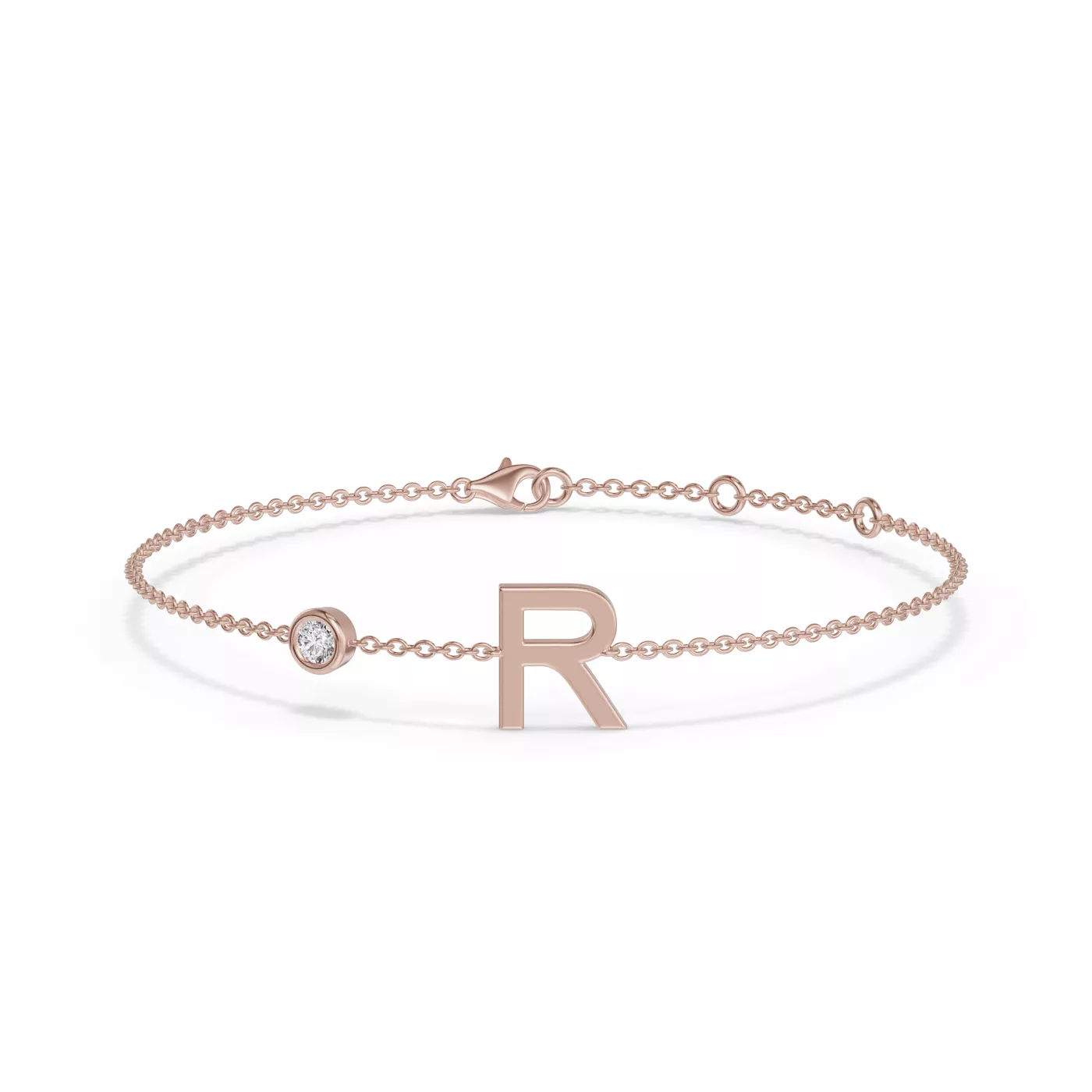 Wrist-Level Initial 14K Rose Gold Engagement Ring