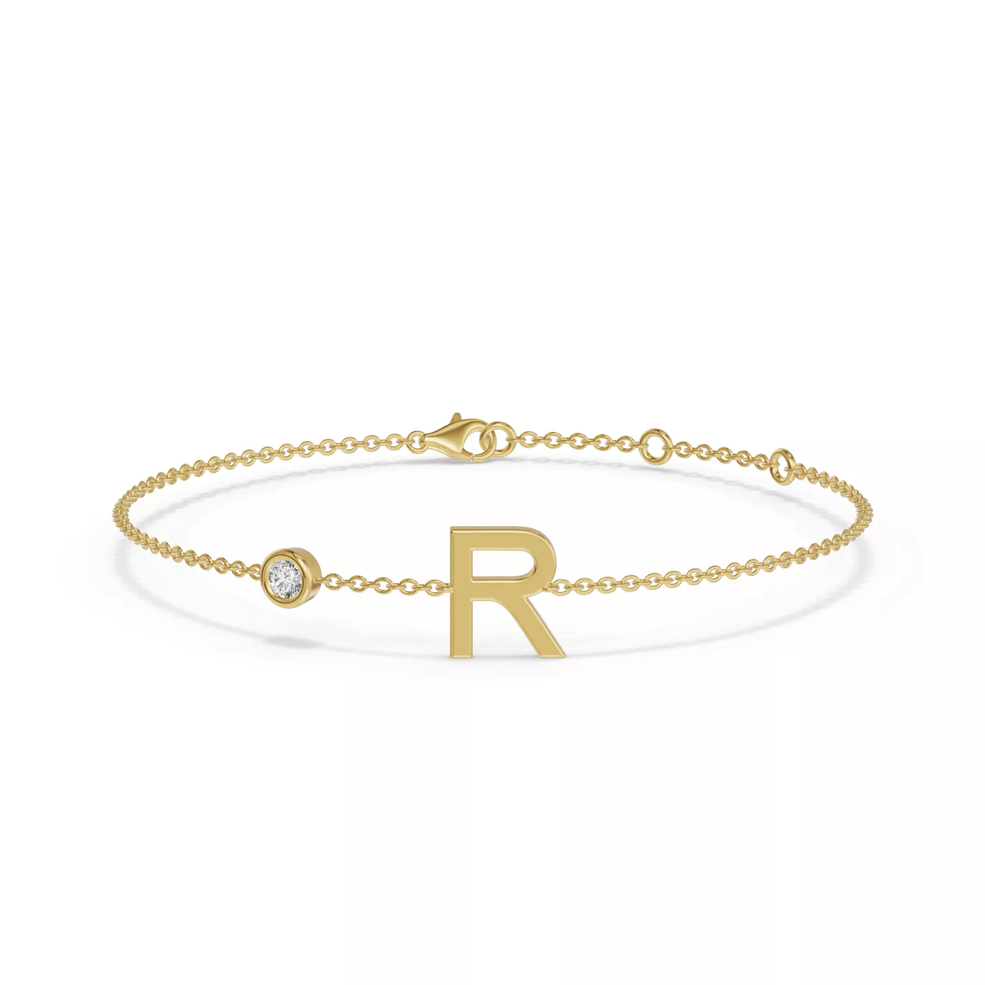 Wrist-Level Initial 14K Yellow Gold Engagement Ring