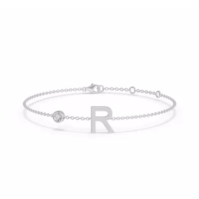 Bezel Lab Diamond Gold Initial Bracelet - R