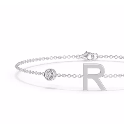 Bezel Diamond Gold Initial Bracelet - R