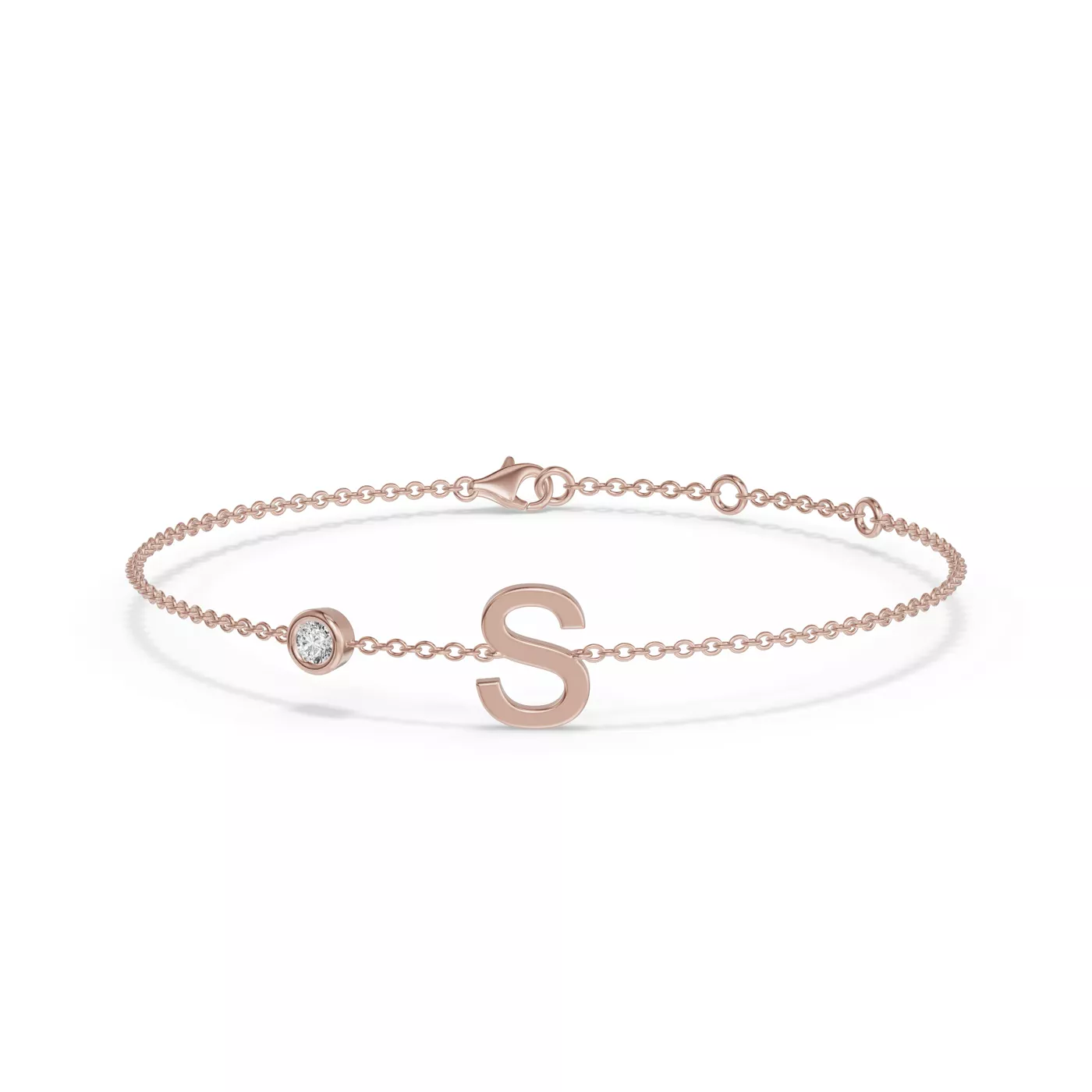 Wrist-Level Initial 14K Rose Gold Engagement Ring