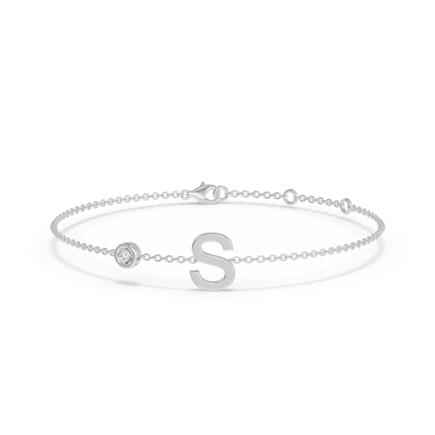Wrist-Level Initial 14K White Gold Engagement Ring