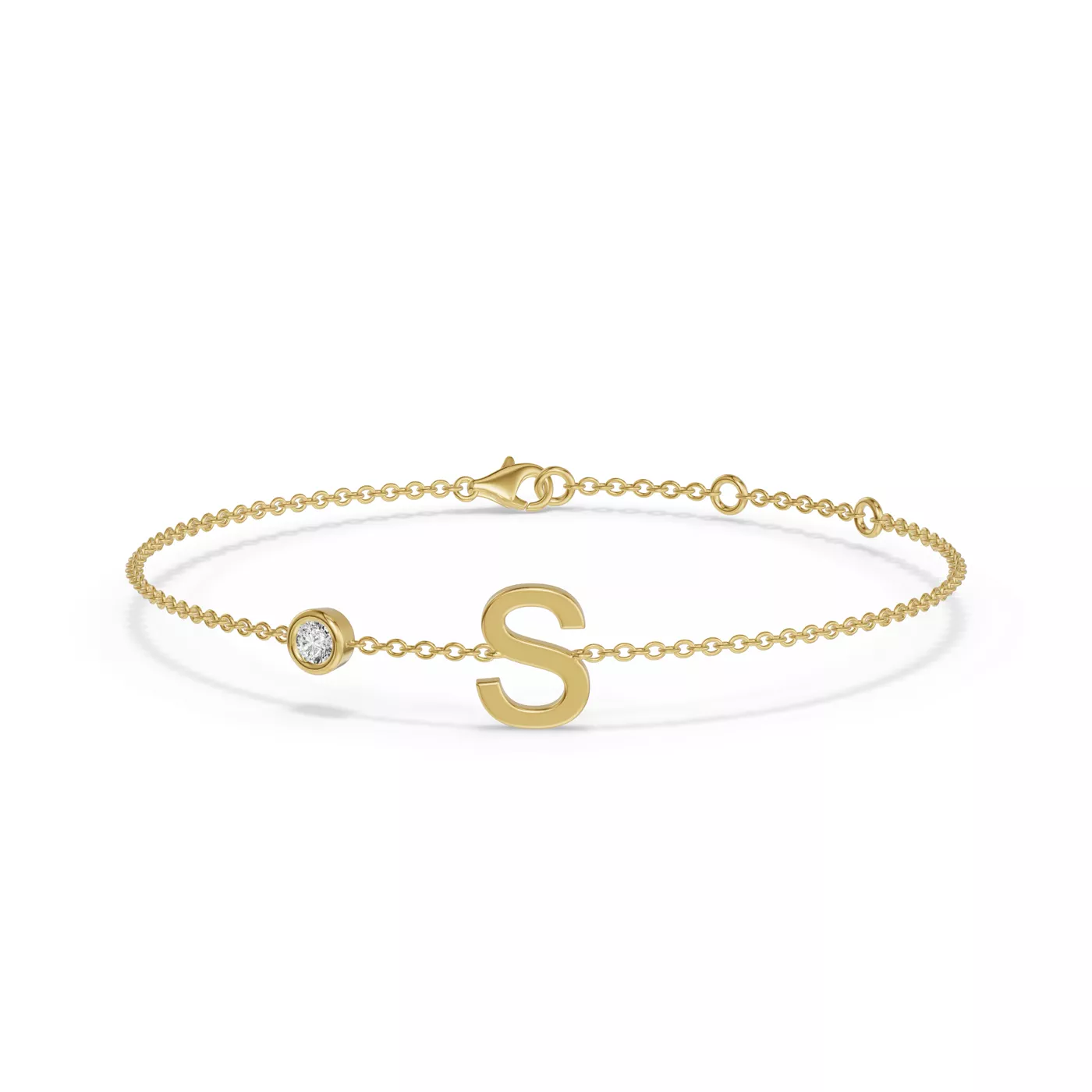 Wrist-Level Initial 14K Yellow Gold Engagement Ring