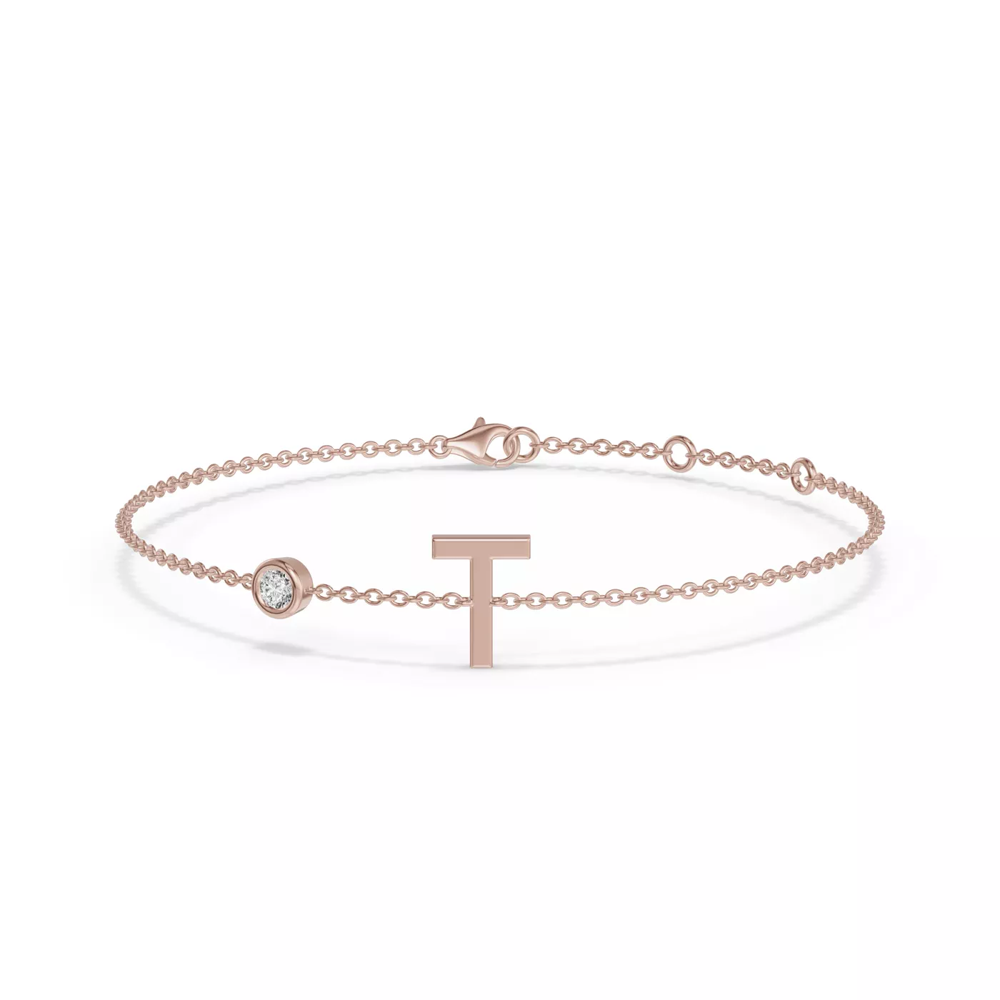 Wrist-Level Initial 14K Rose Gold Engagement Ring