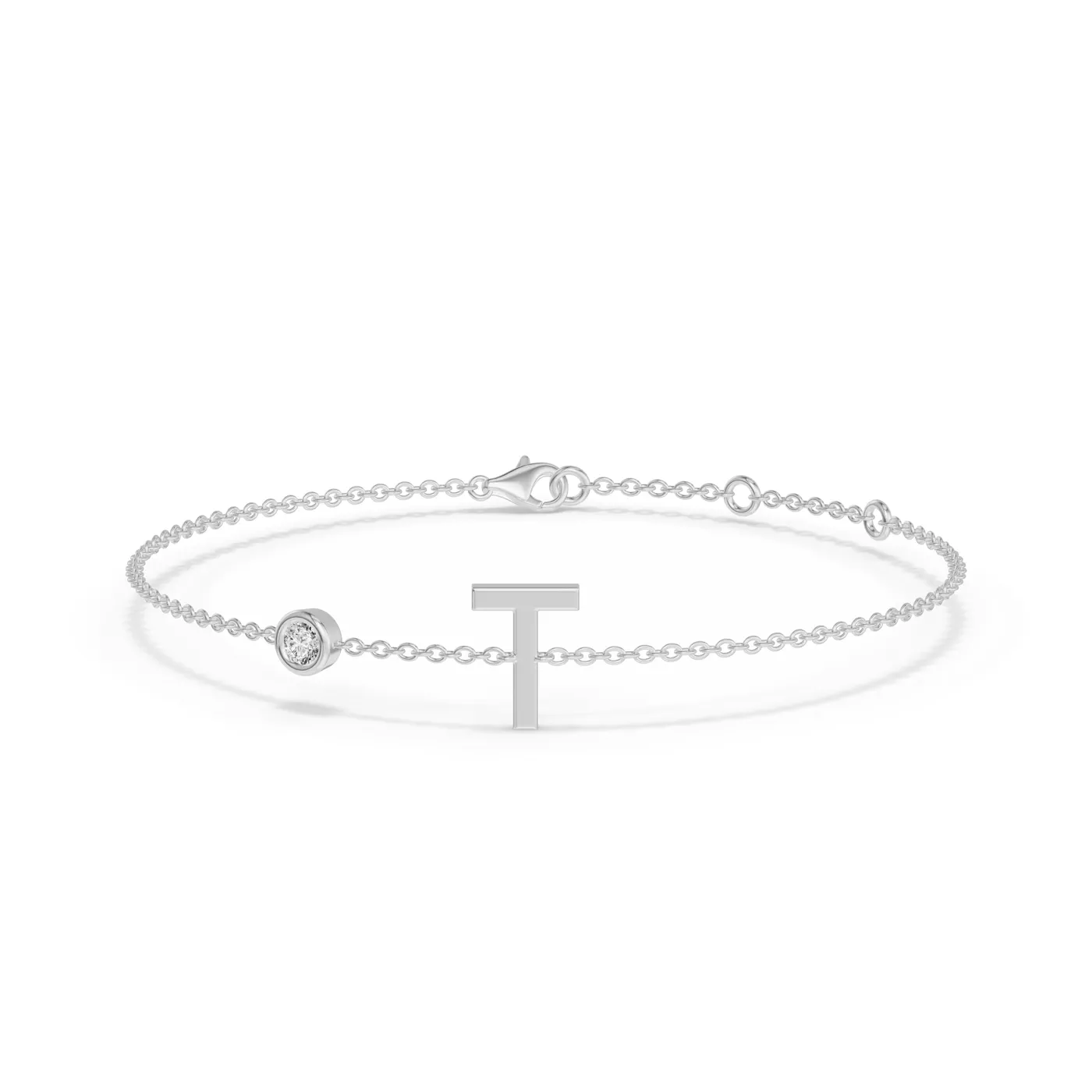 Wrist-Level Initial Platinum Engagement Ring