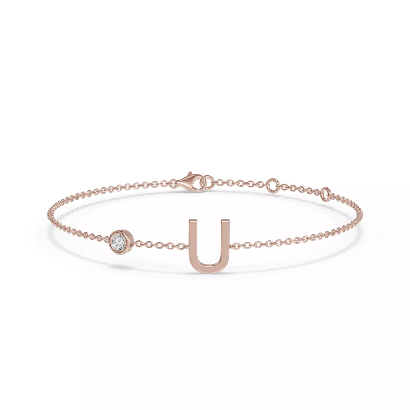Wrist-Level Initial 14K Rose Gold Engagement Ring