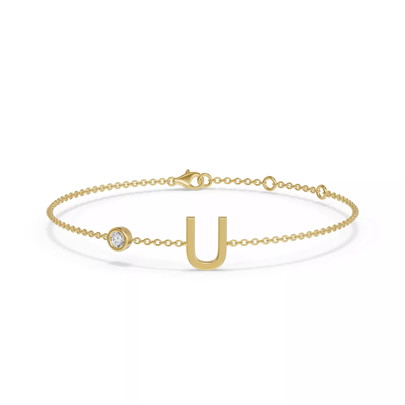 Wrist-Level Initial 14K Yellow Gold Engagement Ring