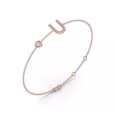 Bezel Lab Diamond Gold Initial Bracelet - U