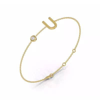 Bezel Lab Diamond Gold Initial Bracelet - U