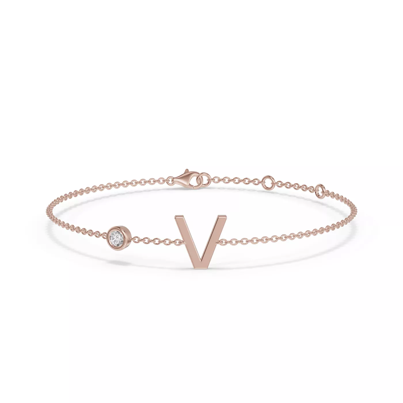 Wrist-Level Initial 14K Rose Gold Engagement Ring