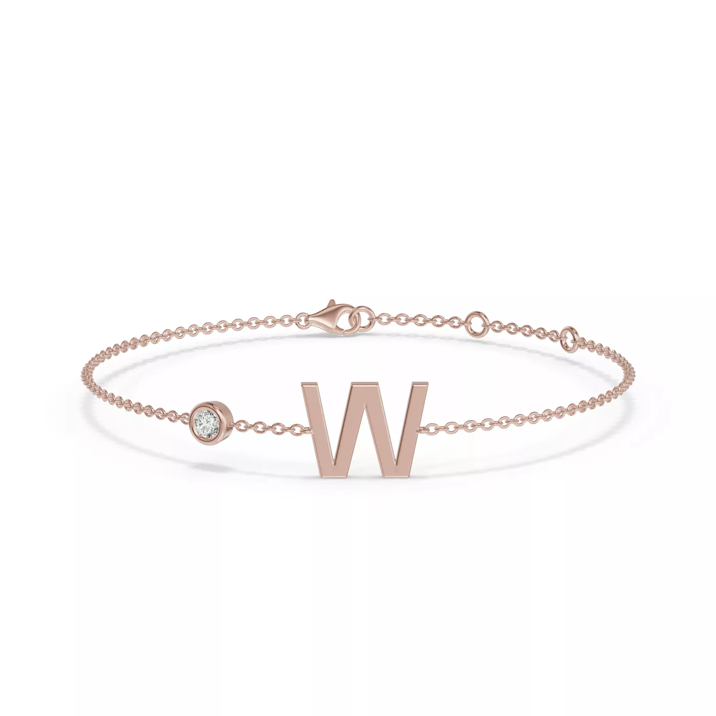Wrist-Level Initial 14K Rose Gold Engagement Ring