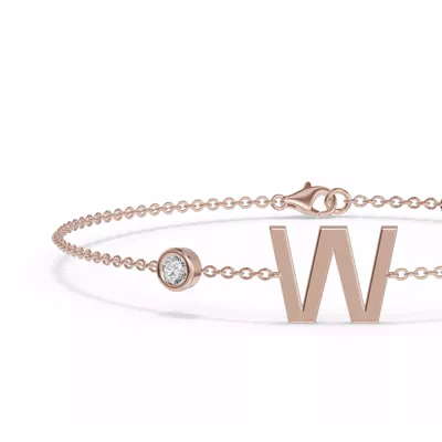 Bezel Lab Diamond Gold Initial Bracelet - W
