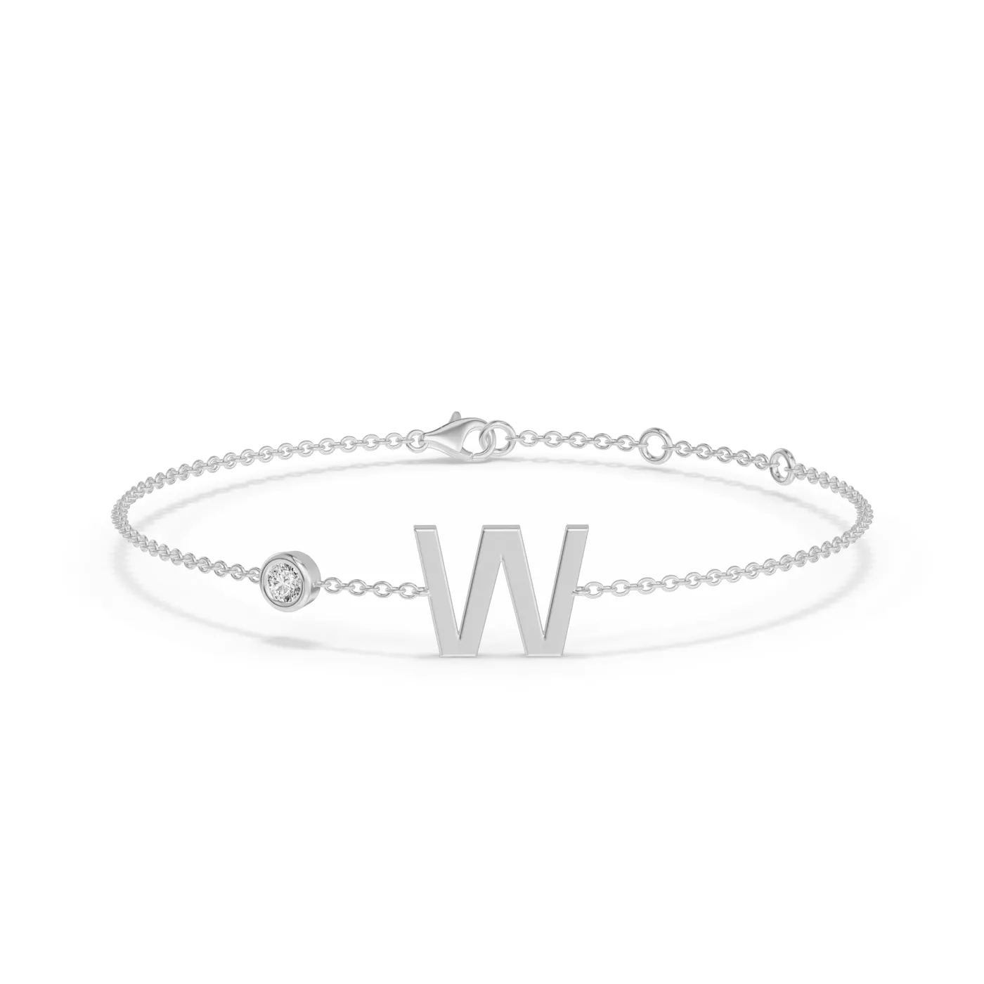 Wrist-Level Initial Platinum Engagement Ring