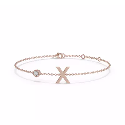 Bezel Lab Diamond Gold Initial Bracelet - X