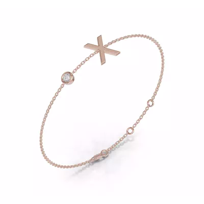Bezel Lab Diamond Gold Initial Bracelet - X