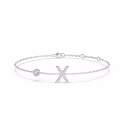 Bezel Diamond Gold Initial Bracelet - X