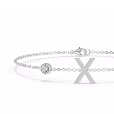 Bezel Diamond Gold Initial Bracelet - X