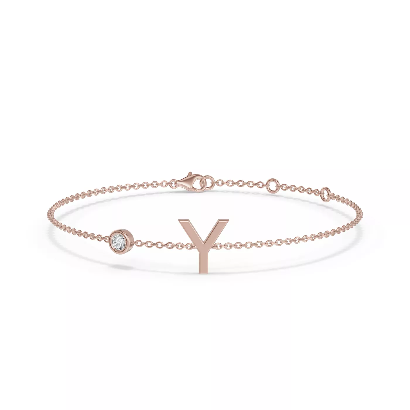 Wrist-Level Initial 14K Rose Gold Engagement Ring