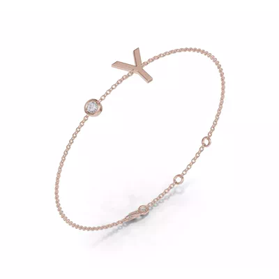 Bezel Diamond Gold Initial Bracelet - Y