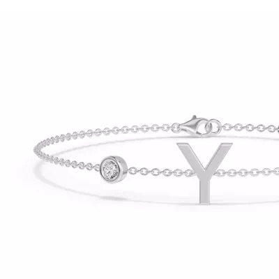 Bezel Lab Diamond Gold Initial Bracelet - Y