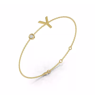 Bezel Lab Diamond Gold Initial Bracelet - Y