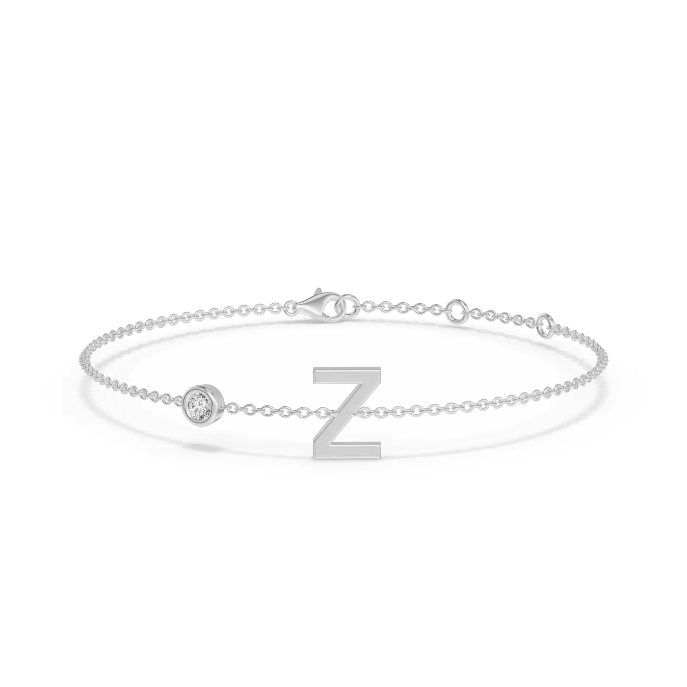 Wrist-Level Initial 14K White Gold Engagement Ring