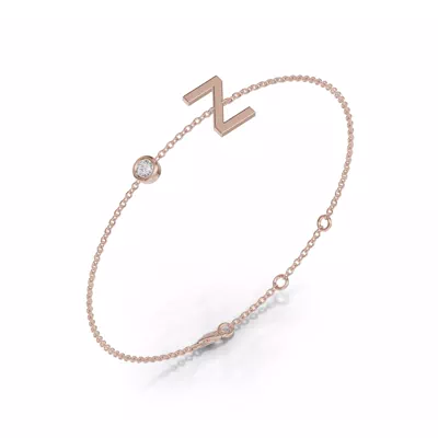 Bezel Lab Diamond Gold Initial Bracelet - Z
