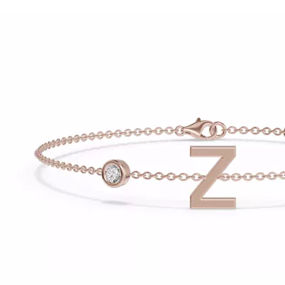 Bezel Lab Diamond Gold Initial Bracelet - Z