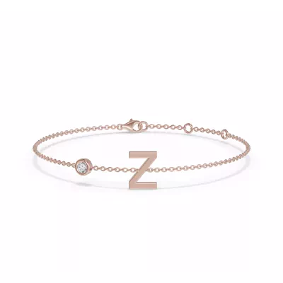 Bezel Diamond Gold Initial Bracelet - Z