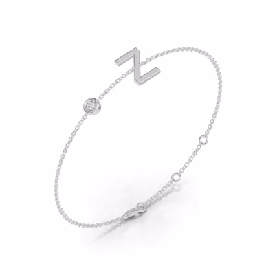 Bezel Lab Diamond Gold Initial Bracelet - Z
